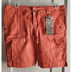 NWT L.e.i Ashley Trouble ‎ cargo Bermuda shorts woman Sz 15 coral drawstring